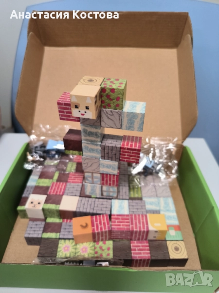 Магнитни кубчета Майнкрафт 120 броя и 3 фигури за сглобяване , снимка 1