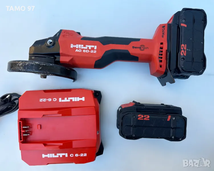 Hilti AG 6D-22 Nuron - Безчетков ъглошлайф с SensTech 2x22V 5.10Ah, снимка 1