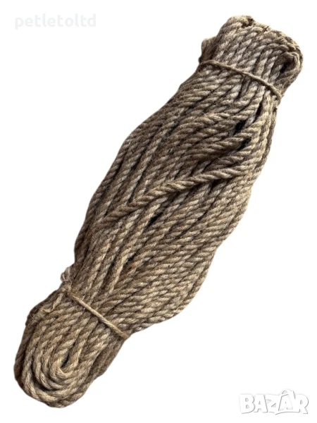 Конопено въже (фина оплетка) Ф 10 мм - 50 метра, снимка 1