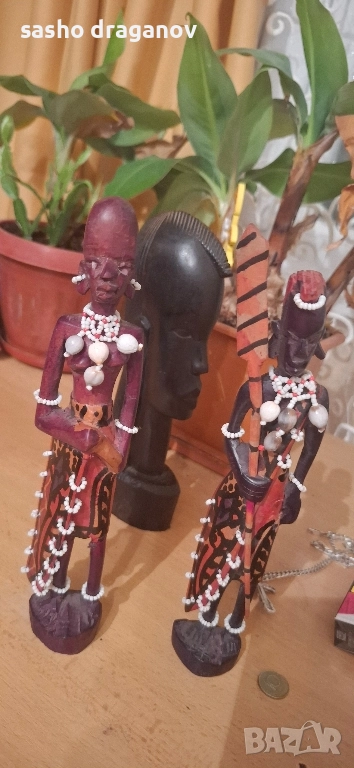2 ръчно издялани африкански фигурки, снимка 1