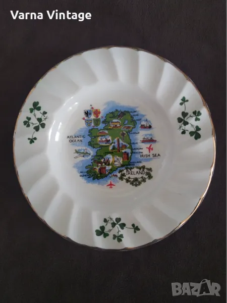 Колекционерска порцеланова чиния за карфици.Карта на Ирландия. Carrigdhoun Cork Ирландия. марк., снимка 1