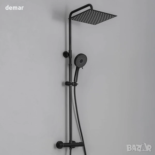 Термостатичен смесител за душ DERW, квадратна душ глава тип „Rainfall“, снимка 1