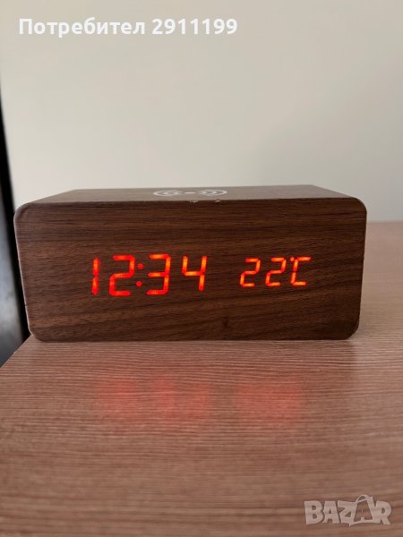 Дървен LED часовник / будилник, снимка 1