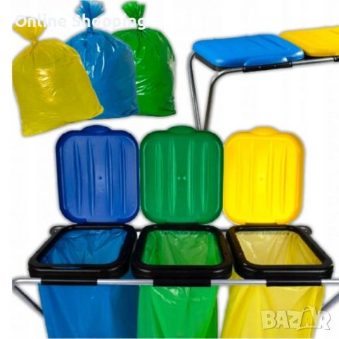 Стойка с капаци за разделно хвърляне на отпадъци - грижа за околната среда, снимка 6 - Органайзери - 53327555