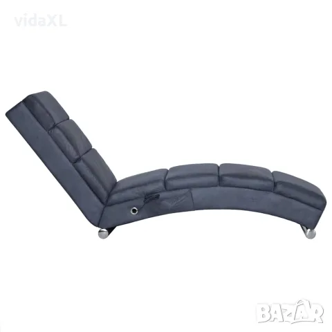 vidaXL Масажираща кушетка, сива, изкуствен велур, снимка 3 - Кушетки - 56146494