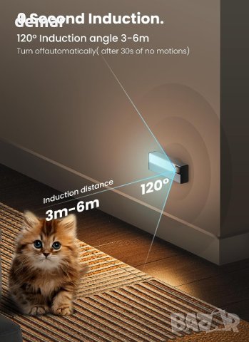 Нощна лампа със сензор за движение Homelist, работеща с батерии, снимка 8 - Лед осветление - 41984085