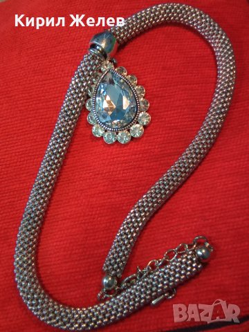ПОСРЕБРЕНО ПРЕКРАСНО КОЛИЕ с МЕДАЛЬОН КРИСТАЛЕН ФАСЕТ ПЕНДАНТ и ЦИРКОНИ 63351, снимка 5 - Колиета, медальони, синджири - 29767363