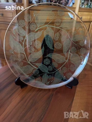 Винтидж чинии с модерна визия! Руски тортен/десертен комплект от 7 броя стъклени чинии, СССР, снимка 2 - Сервизи - 52973487