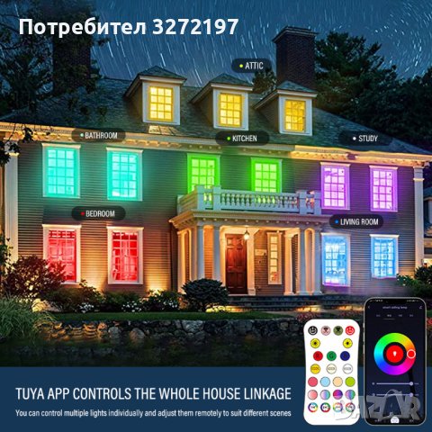 Интелигентна LED кръгла таванна лампа RGBCW с дистанционно управление, снимка 2 - Лампи за таван - 41184649