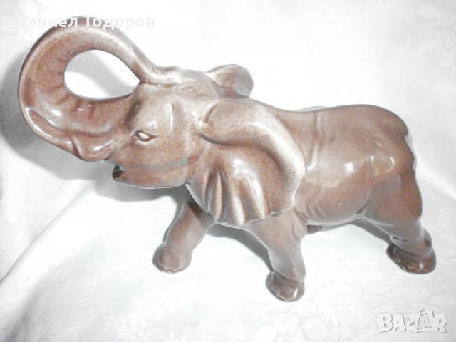 Стара Керамична  Фигура, Статуетка - Слон, снимка 5 - Декорация за дома - 38899277