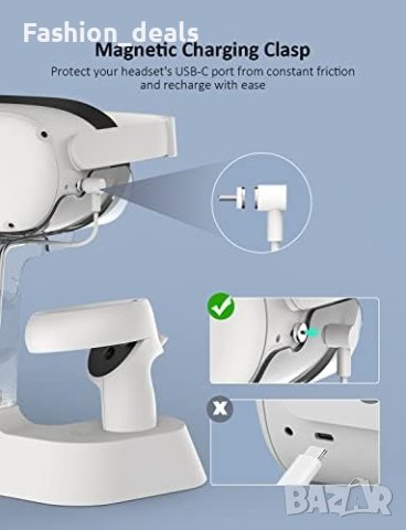 Нова Док Станция за зареждане с LED светлина за Oculus Quest 2/Стойка Контролер Слушалки, снимка 6 - Друга електроника - 41390348