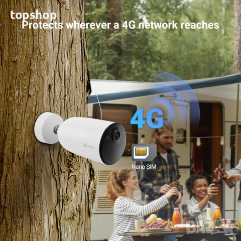 Нова EZVIZ 4G LTE клетъчна камера с батерия, безжична, цветна, нощно виждане, 24/7, без Wi-Fi, CCTV , снимка 2 - IP камери - 52054130
