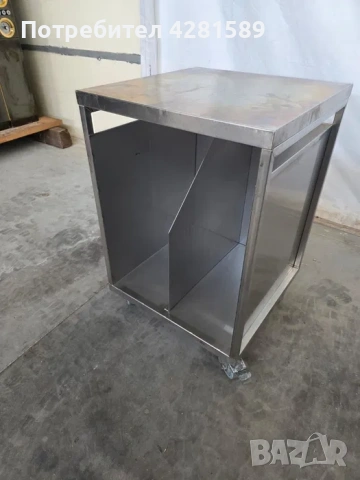 Немска спомагателна масичка от неръждаема стомана с място за чували за брашно, снимка 9 - Други машини и части - 53654922