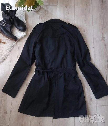 Черен тренч JILINBERG , снимка 3 - Палта, манта - 51863273