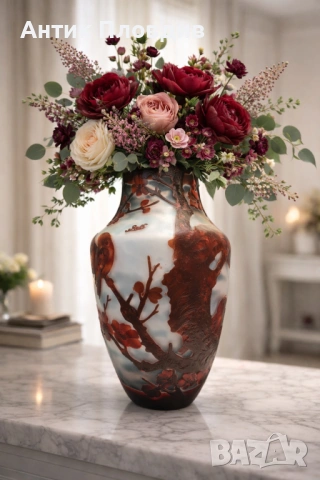 Френска арт нуво ваза в стила на Émile Gallé