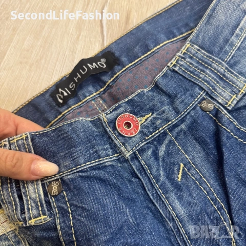 Мъжки дънки MISHUMO, сини, накъсани прави размер W32 L32, снимка 3 - Дънки - 53253209