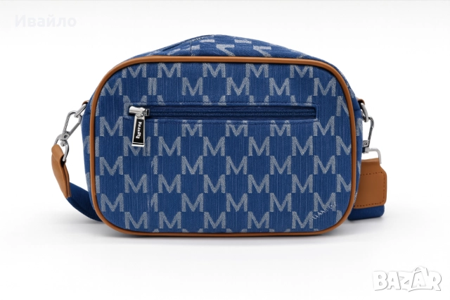 Дамска чанта в деним стил с монограм и кожени акценти, снимка 4 - Чанти - 52124057