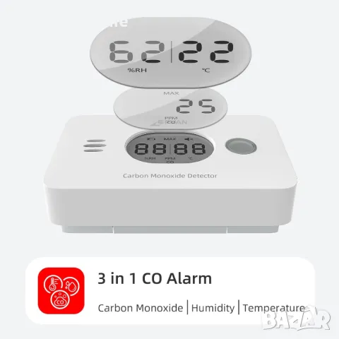 Детектор за въглероден окис  CO CPVAN безжичен 3-в-1- COS- X3 Plus, снимка 2 - Други инструменти - 49255913