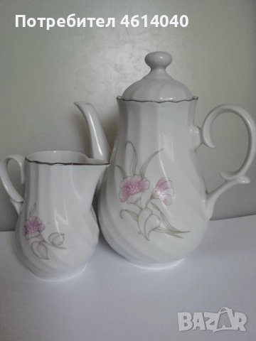 Кана за кафе, Купичка за сметана, Китка, снимка 2 - Прибори за хранене, готвене и сервиране - 52921379