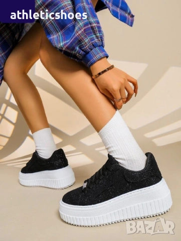 Дамски маратонки на платформа от текстилна дантела, снимка 3 - Маратонки - 34237394