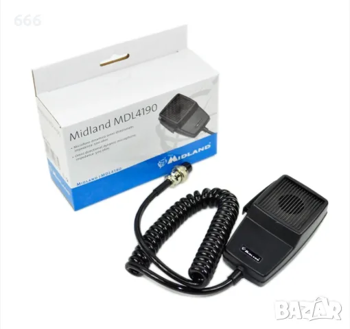 Микрофон Midland 4190, 4 пина, за радиостанциии CB, Черен