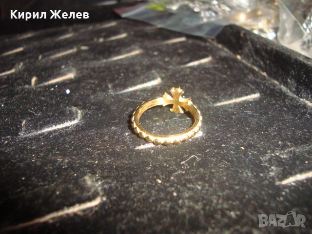 КРЪСТОВИДЕН ПОЗЛАТЕН СТОМАНЕН МОДЕН АРТ ПРЪСТЕН 24990, снимка 5 - Пръстени - 34529373