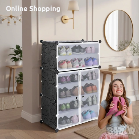 Черен модулен шкаф за обувки - функционалност и красив дизайн в едно