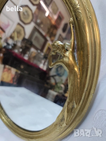 Антикварно настолно огледало с оглеждаща се жена, снимка 3 - Антикварни и старинни предмети - 53836175