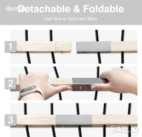 Традиционен ръчно тъкан хамак от памучно въже с удължителни вериги, до 150 кг, 3,2 х 1,5 метра, снимка 6 - Други стоки за дома - 51419085