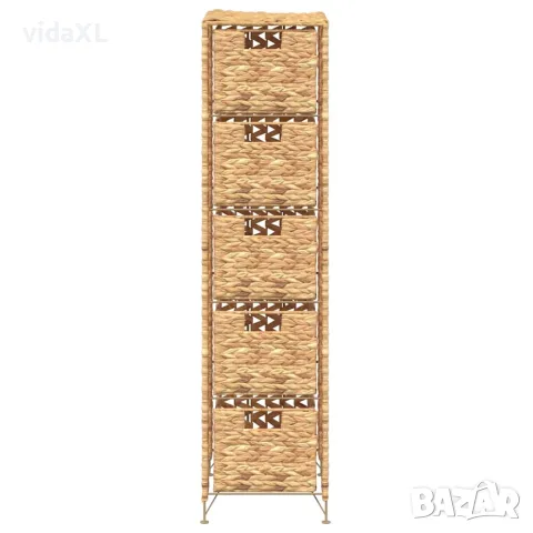 vidaXL Скрин с 5 чекмеджета-кошници, 25,5x37x100 см, воден хиацинт, снимка 4 - Скринове - 56146374