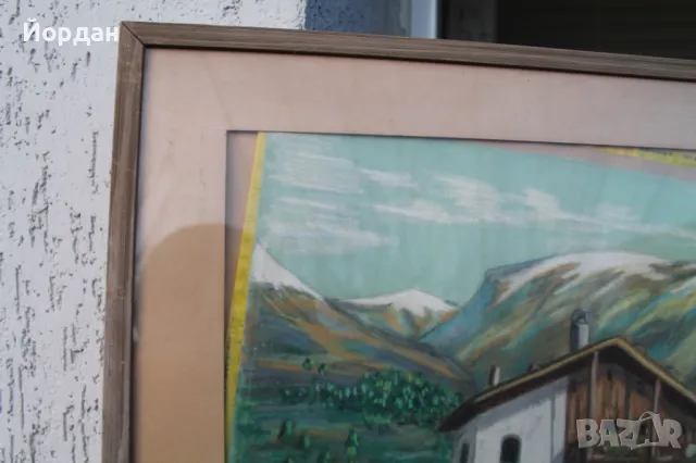 Картина акварел със стъкло и пастел, снимка 2 - Картини - 48942783