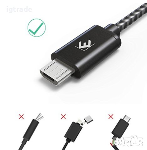 2м Micro USB кабел Elechok® 2A Quick Charge, снимка 2 - USB кабели - 40383725