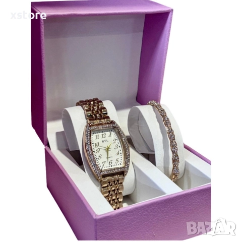 Елегантен подаръчен комплект за дами - Часовник с нежна гривна, снимка 5 - Бижутерийни комплекти - 52793525