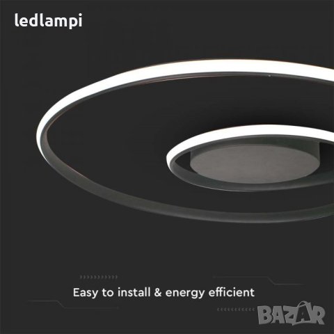 LED Плафониера 48W Черна Димиране Топло Бяла Светлина, снимка 3 - Лампи за таван - 41382424