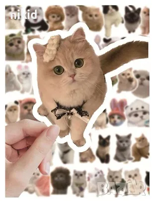 50 бр Коте Котета Котки самозалепващи лепенки стикери за украса декор ръчна изработка
