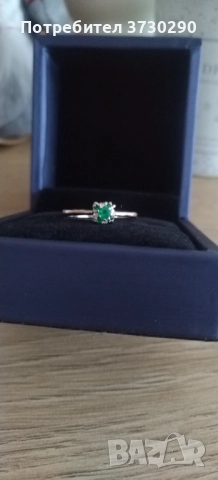 Нов 18к златен пръстен с естествен изумруд , снимка 3 - Пръстени - 52659144