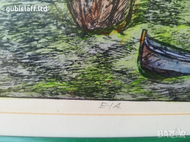 Картина, графика, "Край Ропотамо", худ. Ив. Стратиев, 1997 г, снимка 4 - Картини - 51703061