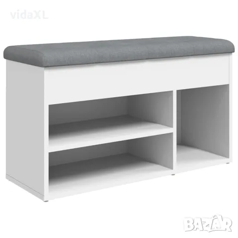 vidaXL Пейка за обувки, бяла, 82x32x45,5 см, инженерно дърво