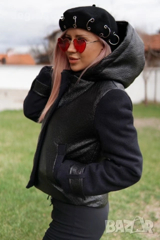 Черно дамско късо яке 