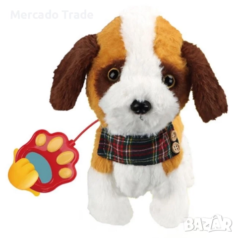 Механично кученце Mercado Trade, Кафяво-Бяло с каишка, звук и движение, снимка 2 - Образователни игри - 52713537