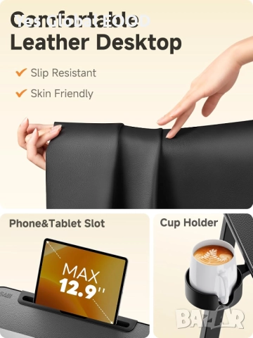 SAIJI помощна маса с регулируема височина и поставка за чаша, снимка 3 - Маси - 52803703