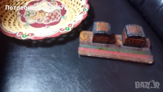 дърворезба поднос и мастилница, снимка 5 - Други ценни предмети - 52685734