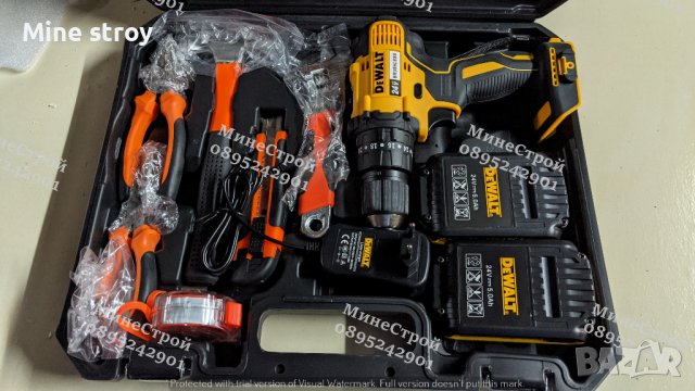 Акумулаторен ударен винтоверт DeWalt 24V 5Ah с 2 батерии Девалт 99част, снимка 2 - Други инструменти - 39785545