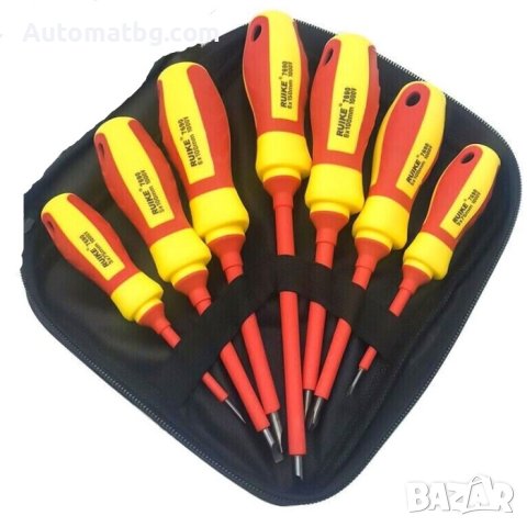 Комплект отвертки Automat, С вграден фазомер, 7бр, Червен, снимка 3 - Аксесоари и консумативи - 41845434