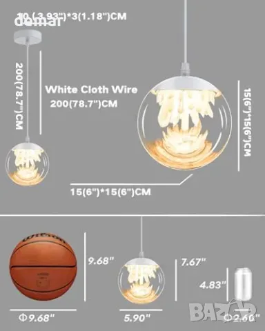 Полилей NexLume Ceiling Crystal Pendant Light с LED кристален клъстер и регулируема височина, снимка 6 - Полилеи - 55849758