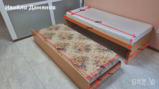 Легло "чекмедже" / легло 2 в 1 / двуетажно легло / двойно легло / две легла в едно с матраци, снимка 2 - Спални и легла - 53730620