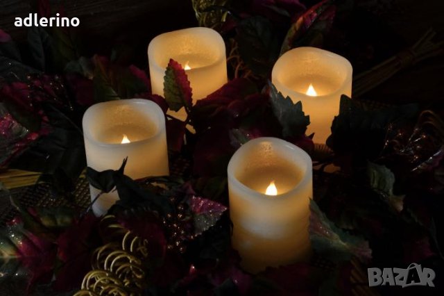 Комплект от 4 декоративни свещи с ЛЕД диоди, дистанционно, снимка 5 - Лед осветление - 34391205