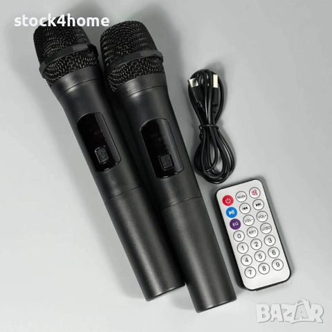 Караоке тонколона с 12 инча говорител и 2 безжични микрофона, снимка 3 - Тонколони - 52243323