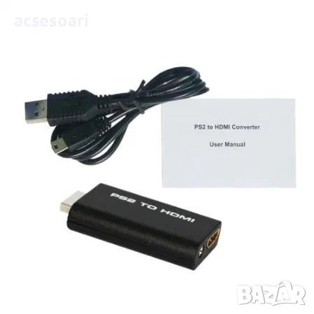 PS2 към HDMI-съвместим адаптер, конвертор, 1080P Full HD видео конвертор