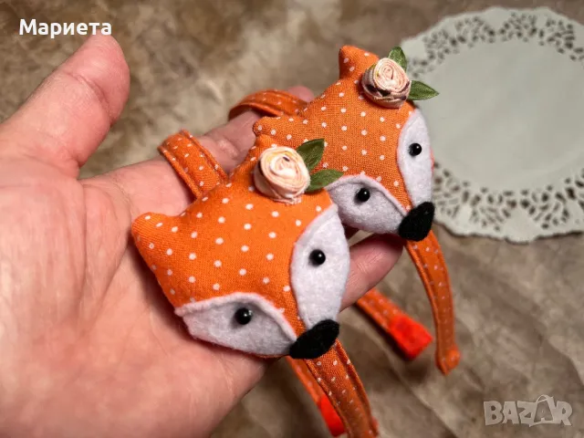 Диадема с лисица Оранжева диадема  Ръчна изработка , снимка 4 - Аксесоари за коса - 45914786